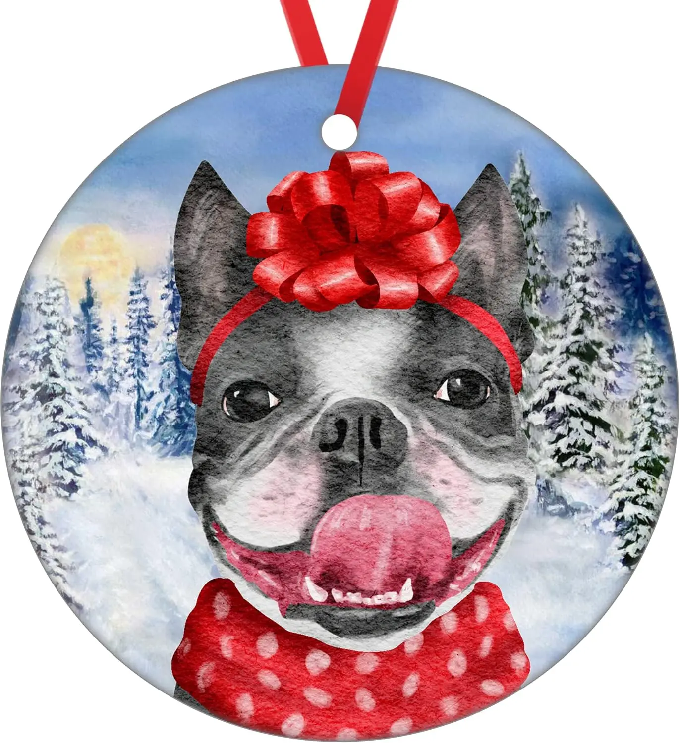French Bulldog Mom Christmas Ornament - Dog Christmas Hanging Ornament - Dog Mom Idea Ornament - Puppy Christmas Ornament 2025 - Dog Baby's First Christmas Ornament - Ceramic Ornament
