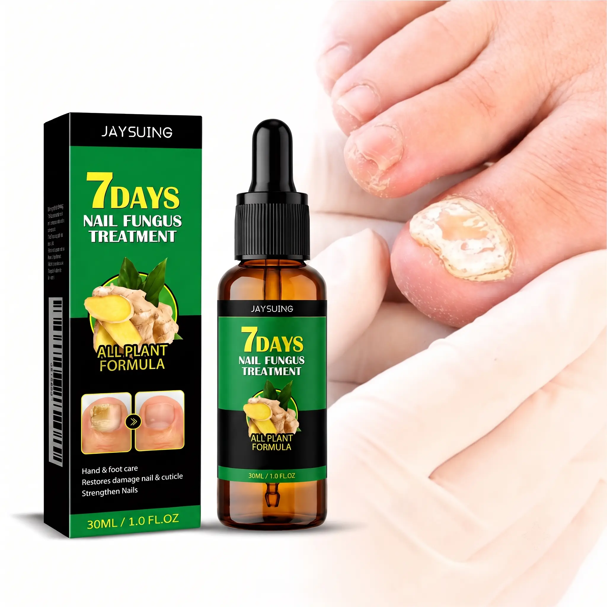 Ginger Nail Growth Serum, 30ml Nail & Cuticle Care Oil for Fingernails and Toenails, Dry Brittle-Looking Nails, Hand & Foot Care