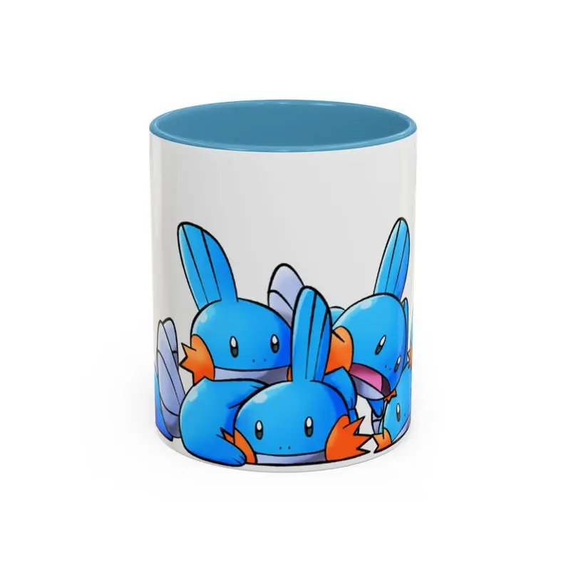 Poke Mudkip Poke Mug, 11oz Coffee Cup with Colored Interior and Handle, Cute Cartoon Mug, Birthday Gift For Him, Pokedad Mug