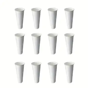 12 PCS Flower Display Stand Buckets White Plastic Plant Stand Tapered Buckets Large Capacity Tapered Buckets for Home Patio Balcony Garden
