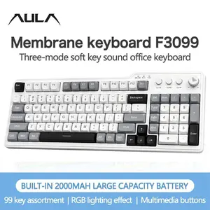 AULA F3099 Wireless Keyboard, Rechargeable Keyboard with RGB Light, Ergonomic Design Keyboard for Computer & Office