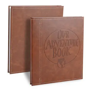 Photo Album Self Adhesive Pages Scrapbook Album For 3x5, 4x6,6x8,8x10 Photos,40 Self-Adhesive Pages leather Cover (Brown)