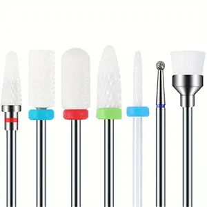 7pcs Ceramic Nail Drill Bits Set For Manicure & Pedicure - No Alcohol, Effectively Dead Skin & Cuticles Removal Basic Nail Tools, Nail Care
