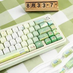PBT Keycaps 132 Keys Spring Theme Green Key caps Dye-Sublimation Cute Keycap XOA Profile Custom Keycaps Set for Cherry Gateron MX Switches Mechanical gaming Keyboards | creamy keyboard