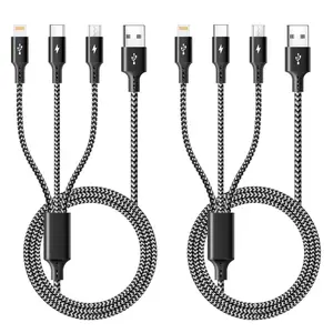 3 in 1 Multiple Charging Cable(2Pack 4Ft), Braided Multi Charger Cord USB C Charging Cable Universal USB Cable with Type C/Micro USB Port for Cell Phones, iPhone 17 16 15 14 13 Series, Tablets, More : Electronics