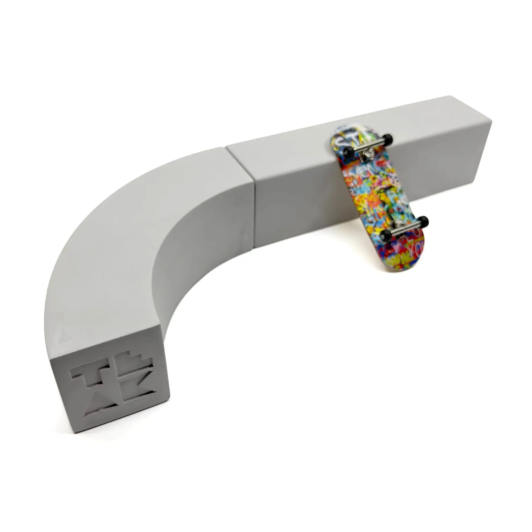 Monument Series Concrete Quarter Arc + Straight "Banana Bread" Loaf Obstacles - Set of 2 Modular Obstacles - "Sterling Gray" Colorway