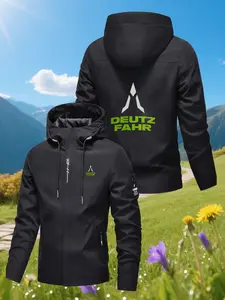 Men's Hooded Outdoor Fleece Jacket, Trendy Printed Design, Multi-Color Sports Functionality, Ideal for Hiking & Daily Use, Comfortable Warmth