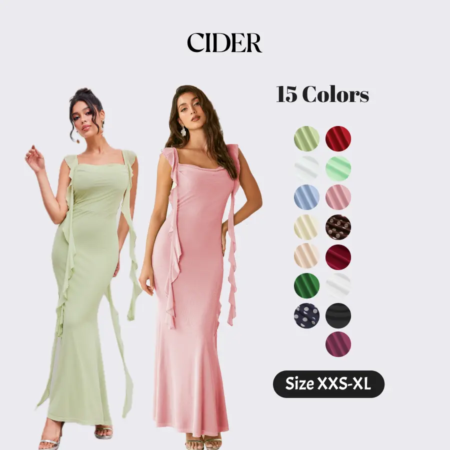Cider Women's Sleeveless Maxi Dress for Wedding Guest, Elegant Bridesmaid Dresses, Ladies Formal Cocktail Party Dress, Spring Wedding Guest Outfits, Lady Evening Gowns, Wedding Guest Attire 2026