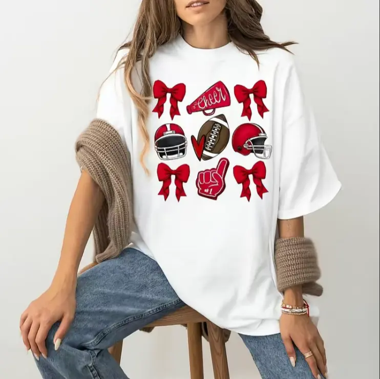 Coquette Game Day Shirt, Football Game DayT-Shirt, Football Comfort Color Shirt,Coquette Football Shirt, Sports Team SpiritShirt, Coquette Aesthetic Shirt, Football BowShirt, Red Cheer Shirt, Football Lover Shir T-Shirt For Men And Women