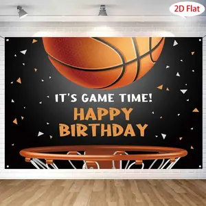 Basketball Theme Birthday Background Decoration, 59x39in Basketball Banner Photo Backdrop, Indoor Outdoor Family Party Decor, Perfect Gift for Basketball Fans