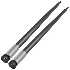 VEVOR Hay Spear Spears 49" Hay Bale Spear Spike, Summervibes, 4000 lbs Capacity Quick Attach Square Hay Bale Spears, 2 Pics Black Bale Forks, Bale Hay Spike with Hex Nut & Sleeve for Buckets Tractors Loaders