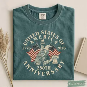 Comfort Colors USA 250th Anniversary Shirt, USA Flag Vintage T-Shirt, Usa 250th anniversary Independence Day Tee, 4th of July Patriotic Gift