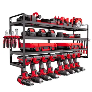 VEVOR Power Tool Organizer Wall Mount, 4-Layer Storage Rack with 8 Drill Holders, Tools Holder and Storage Rack with Screwdriver Holder, Garage Tool Organizer for Garage, Workbench, and Workshop repair power tool