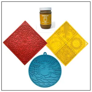 Dog Lick Mat Bundle - 3 eMat Enrichment Mats + Peanut Butter | Anxiety Relief & Slow Feeder Set