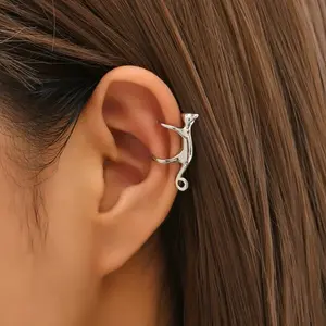 UJ Unique Design Non-Pierced Ear Cuff Climber Crawler Earrings - Hypoallergenic Unisex Jewelry for Cat Lovers, Unique Design Earrings