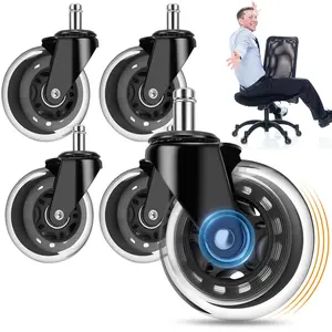 Replacement Roller Blade Office Chair Wheels 3 Inch Caster Wheel Set of 5 Heavy Duty Safe for Hardwood Floors and Carpet Smooth Quiet for Office Gaming Desk Chairs