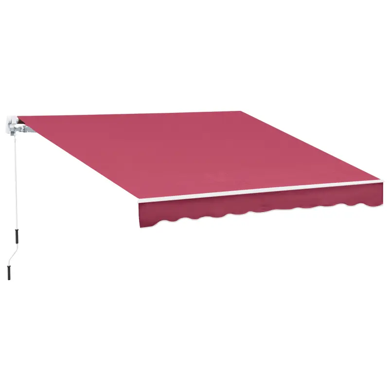 10' x 8' Retractable Awning, Patio Awnings, Sunshade Shelter w/ Manual Crank Handle, UV & Water-Resistant Fabric and Aluminum Frame for Deck, Balcony, Yard, Wine Red