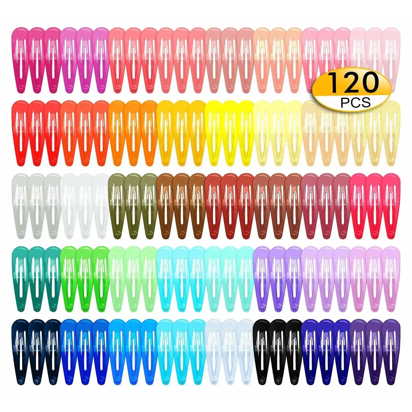 120-Piece Metal Snap Barrettes in 40 Vibrant Candy Colors, Cute 2-Inch Anti-Slip Hair Clips for Kids, Toddlers, Teens & Women, Fashion Accessories, Cute Hair Clips, Little Girl Hair Clips