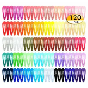 120 Pack Colorful Barrettes, 2 Inch Barrettes Metal Snap Hair Clips Candy Color Hair Accessories for Kids Teens, Toddlers,Women(40 Colors)