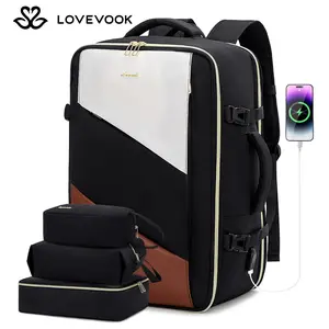 LOVEVOOK Large Capacity Carry-On Travel Backpack with Laptop Compartment, 3 Packing Cubes, and Waterproof Toiletry Bag - Airline Approved Carry Luggage Travel Bag, Carrybag for Hiking, Overnight, and Weekender Trips