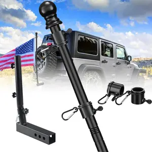 Truck Flag Pole Kit with Trailer Hitch Holder - Heavy Duty Tangle Free Flagpole for Trucks,Upgraded Windproof Holder with Longer Sleeve for Truck,Pickup,Car Tailgate,Jeep