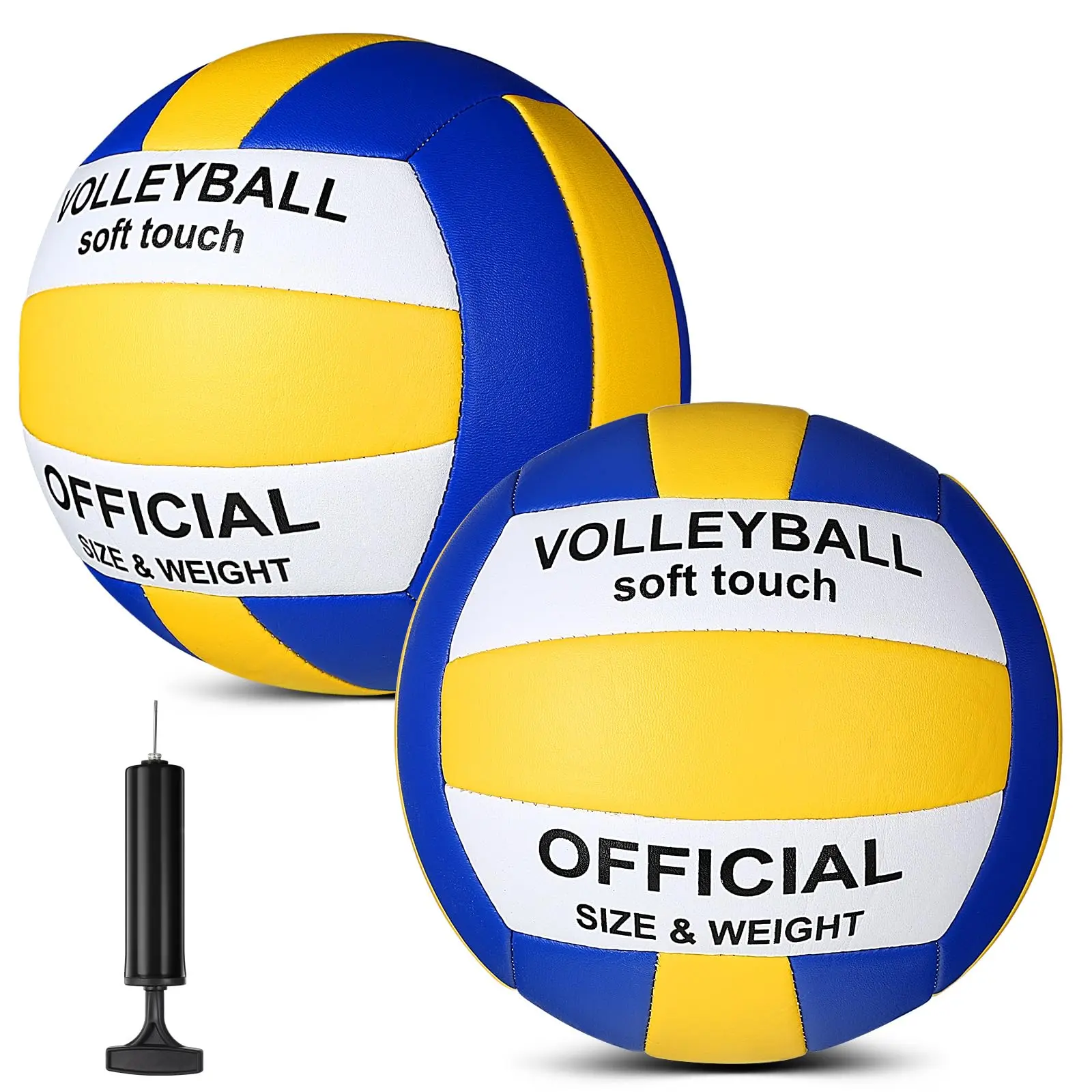 2 Pack Beach Volleyball Official Size 5 For Indoor Outdoor  Waterproof Soft With Pump Adult Beginner Game Gym