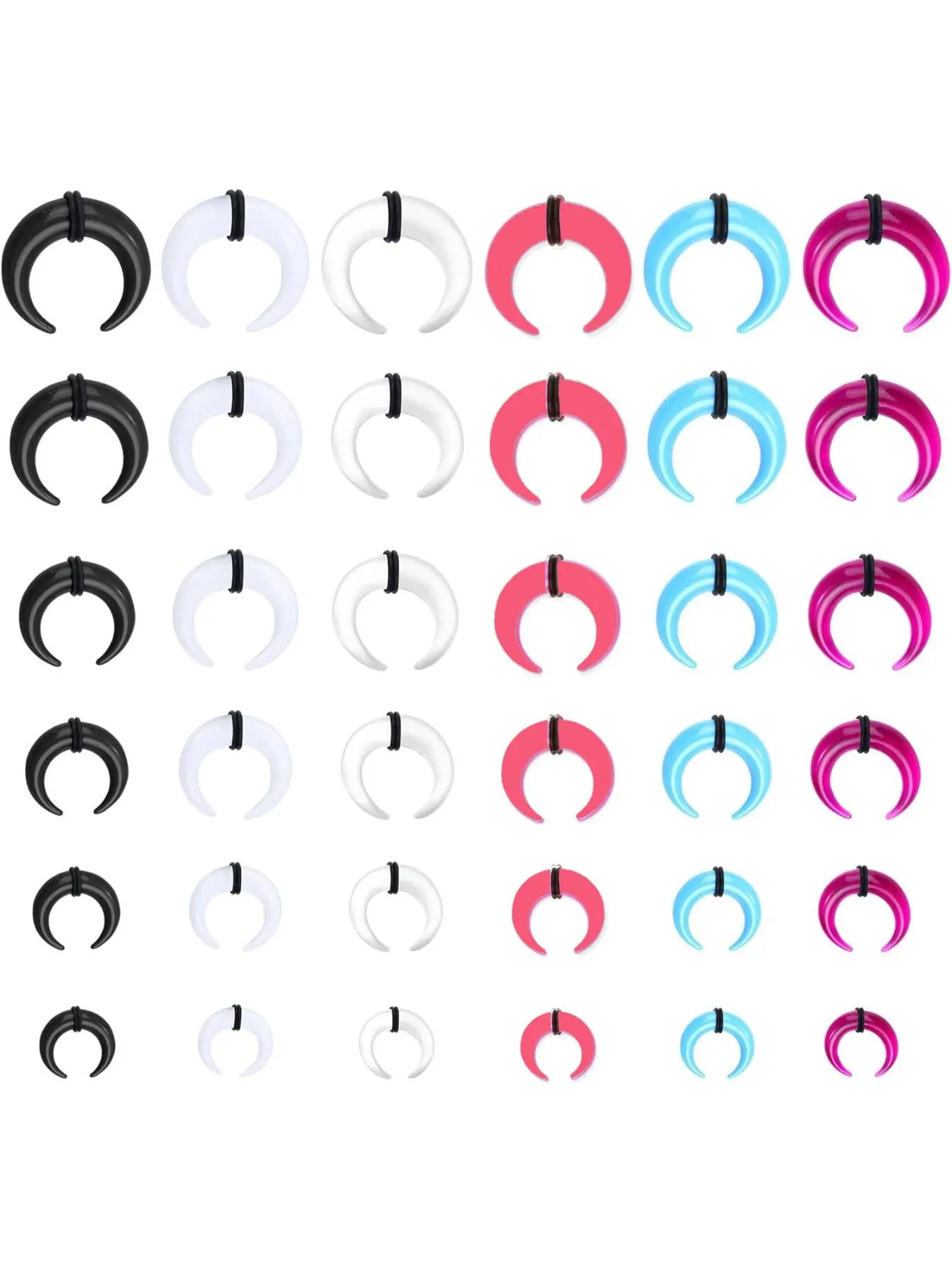 16G-6G Septum Pincher Tapers Rings Acrylic Stainless Steel Internally Threaded Spike Horseshoe Barbells Septum Pincher Nose Ear Cartilage Stretching Kit for Women Men Nose Hoop Nose Rings Set Nose Piercing Jewelry Body Piercing Jewelry