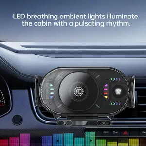 Wireless Fast Charging Phone Holder Car Mount, Foldable Screen Universal Smartphone Stand, 90° Rotating Output Power 15w, Stable Ventilated Design