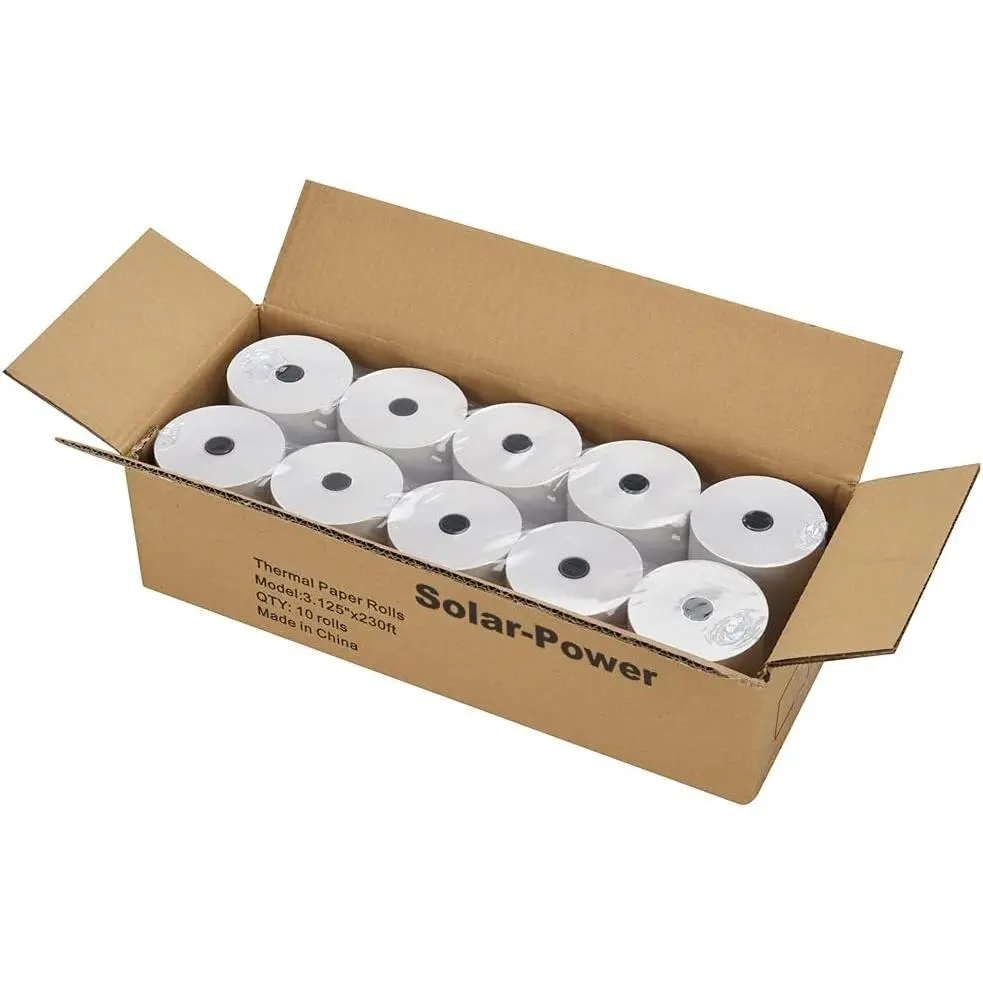 3 1/8 inch x 230 feet 1-Ply Thermal Receipt Paper 10 Rolls for POS Cash Register