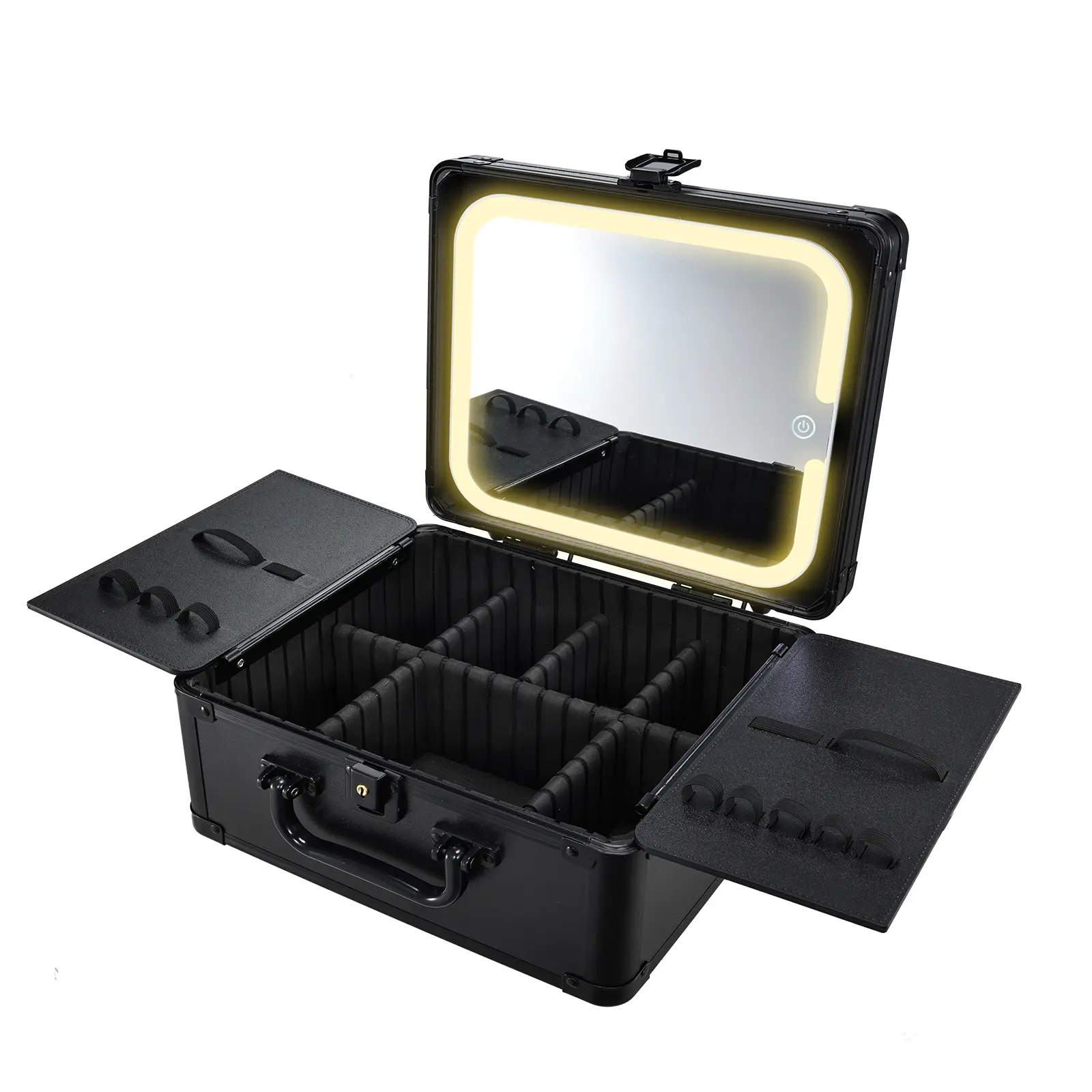 Professional Makeup Case with LED Mirror Portable Cosmetic Organizer Box with Adjustable Dividers Beauty Carrying Case for Makeup Artists Nail Teah