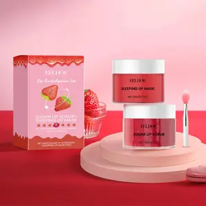 Strawberry Lip Care Set, 1 Set Moisturizing Lip Scrub & Lip Mask & Lip Brush, Exfoliating Lip Care Product for Women & Girls, Lip Moisturizer