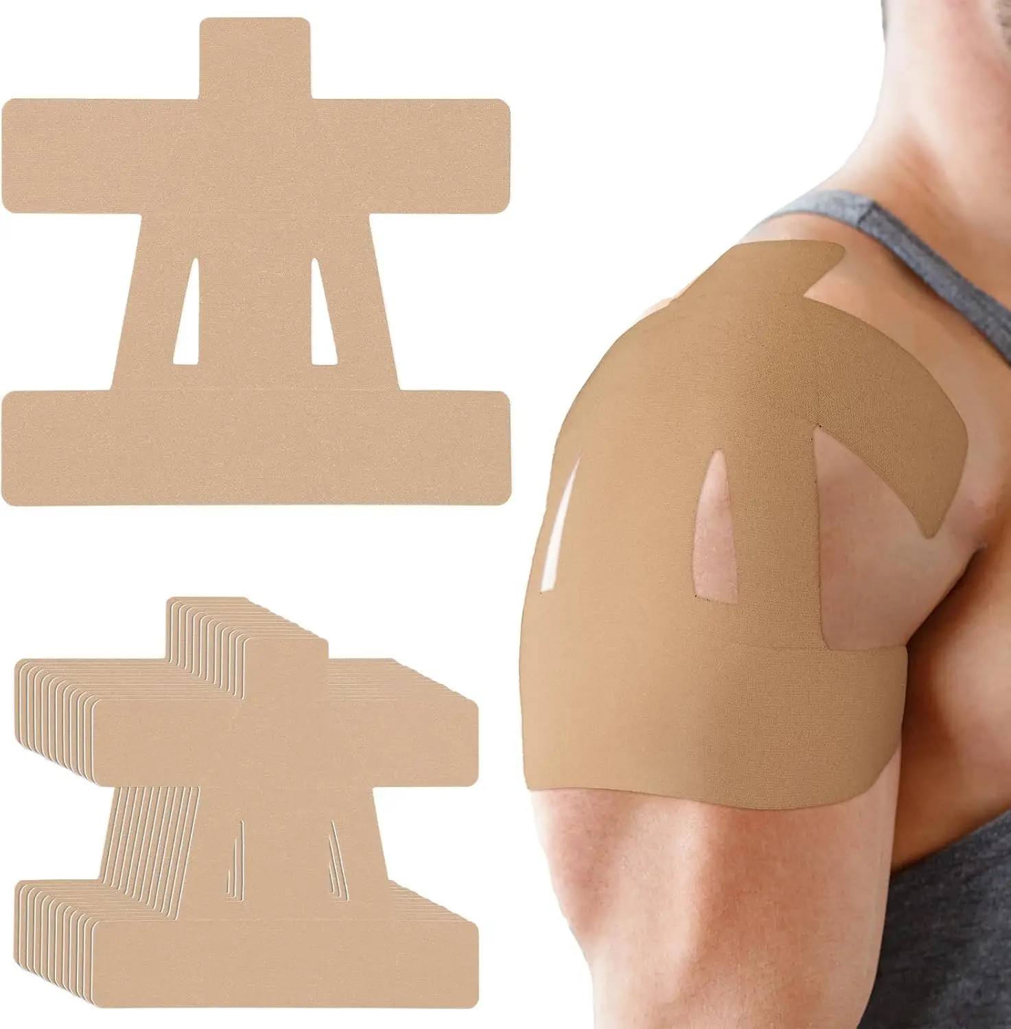 Kinesiology Tape for Shoulder Pain Relief Pre Cut Sports Waterproof Breathable Enhance Elastic Kinesiology Athletic Tape for Shoulder Support and Musc