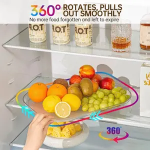 Rotating Tray Storage Rack Rotating Smooth Feature for Refrigerator, Kitchen Counter Bowl Holder, Drink Organizer, Space-Saving Shelf, 1pcs