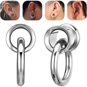 1 Pair Ear Guages Rings 316L Stainless Steel Saddle Plugs for Ears Weight  Earrings Stretchers Tunnels 0G 00G 1/2" 9/16" Expander