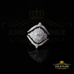 King Of Blings Solitaire Enhancer Guard Wrap Ring Insert SZ7 925 White Silver 3CT Moissanite