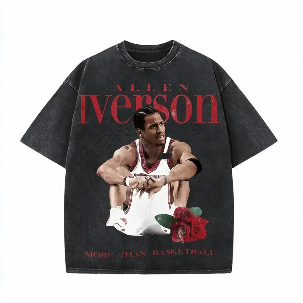 2026 New Arrival Unisex Boxy Heavyweight Graphic Tee Allen Iverson More Than Basketball Short Sleeve Round Neck Top Vintage Gods Plan Retro Heart Hands USA Mexico Flag Print Preshrunk Minimalist Aesthetic Sustainable Casual Streetwear T‑Shirt S‑5XL For Ad