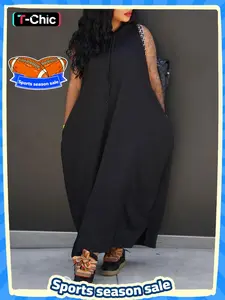 Women's Solid Jersey Fabric Adjustable Drawstring Hooded Loose Fit Dress, Lady Casual Sleeveless Long Dress for Summer, Women's Clothing for Daily Wear, Casual Dresses, Womenswear