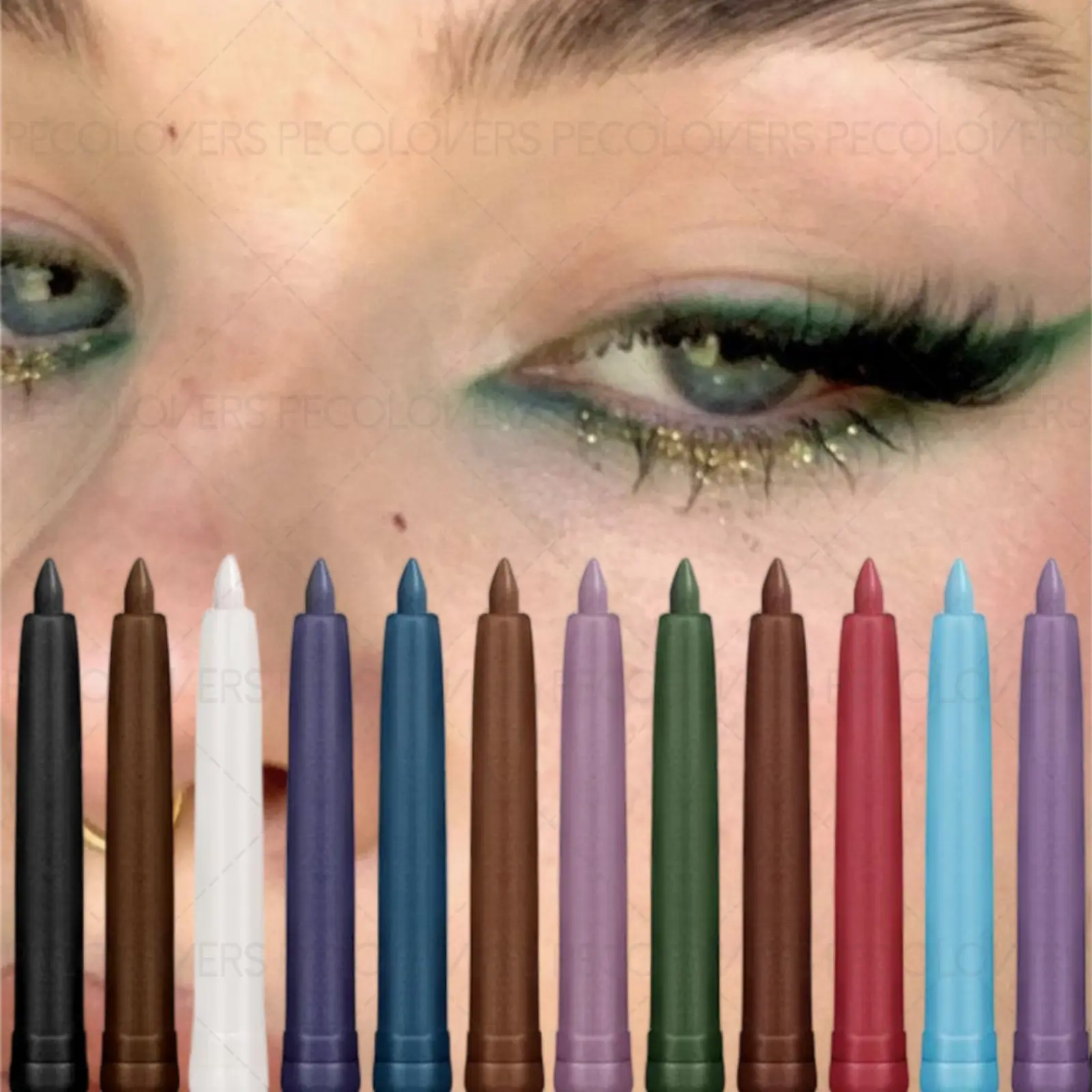1PC Colorful Waterproof Gel Eyeliner Pens, Eye Makeup Product, Eye Makeup Supplies, Green, Purple, Blue and Brown, Smooth Application, Smudge-proof, Perfect for Christmas Makeup Looks