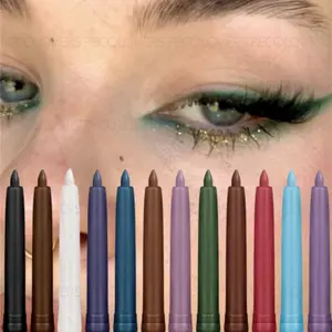 1PC Colorful Waterproof Gel Eyeliner Pens, Eye Makeup Product, Eye Makeup Supplies, Green, Purple, Blue and Brown, Smooth Application, Smudge-proof, Perfect for Christmas Makeup Looks