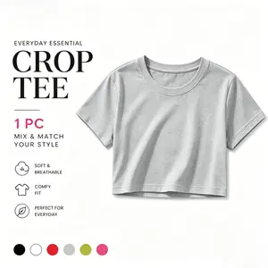 Trending Women Crop Top – Lightweight Cotton Baby Tee, Everyday Aesthetic Outfit Essential, Y2K Summer Fashion cool