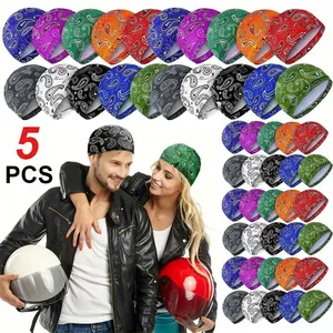 5Pcs/Pack Bohemian Ethnic Style Men's Printed Hair Tie Hat, Sweat Absorbing, Breathable Brimless Cycling Fitness Headband, Father's Day, Ramadan Halloween Gift for Men
