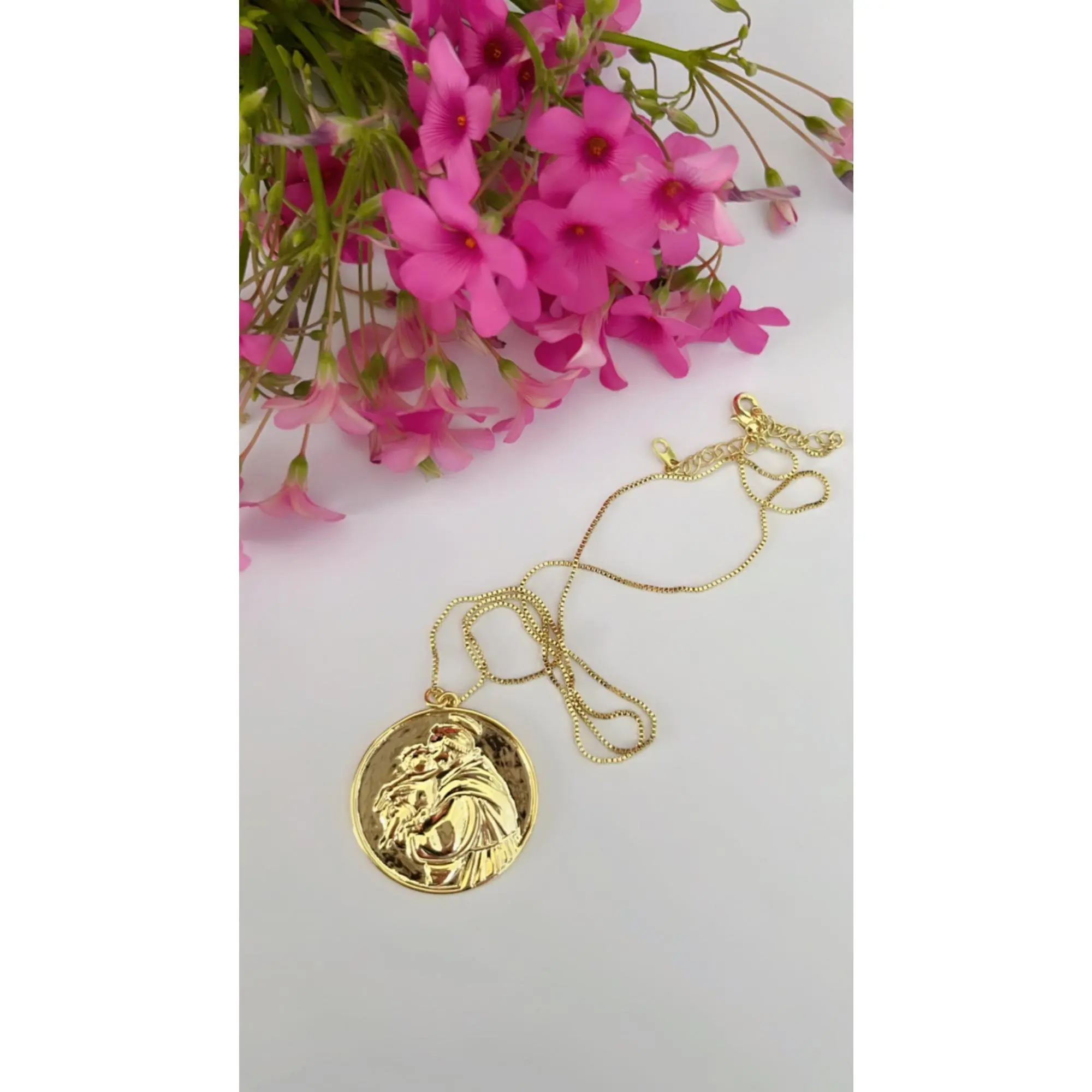 18k Gold Filled Necklace of Saint Anthony of Padua.
