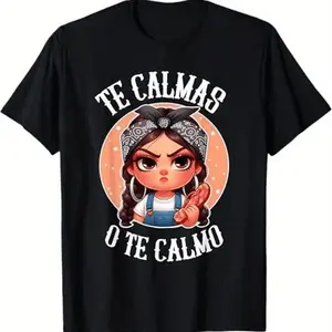 Te Calmas O Te Calmo Chancla T-Shirt, Funny Spanish Mom Sarcastic Graphic Tee, Unisex Cotton Shirt for Men Women, Latina Humor Streetwear