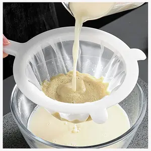 Kitchen Ultra-Fine Nylon Mesh Strainer Food Yogurt Mesh Sieve Plastic Mesh Colander with Handle Mini Brine Shrimp Separation Net for Filtering Juice Juice Milk Honey (80Mesh)
