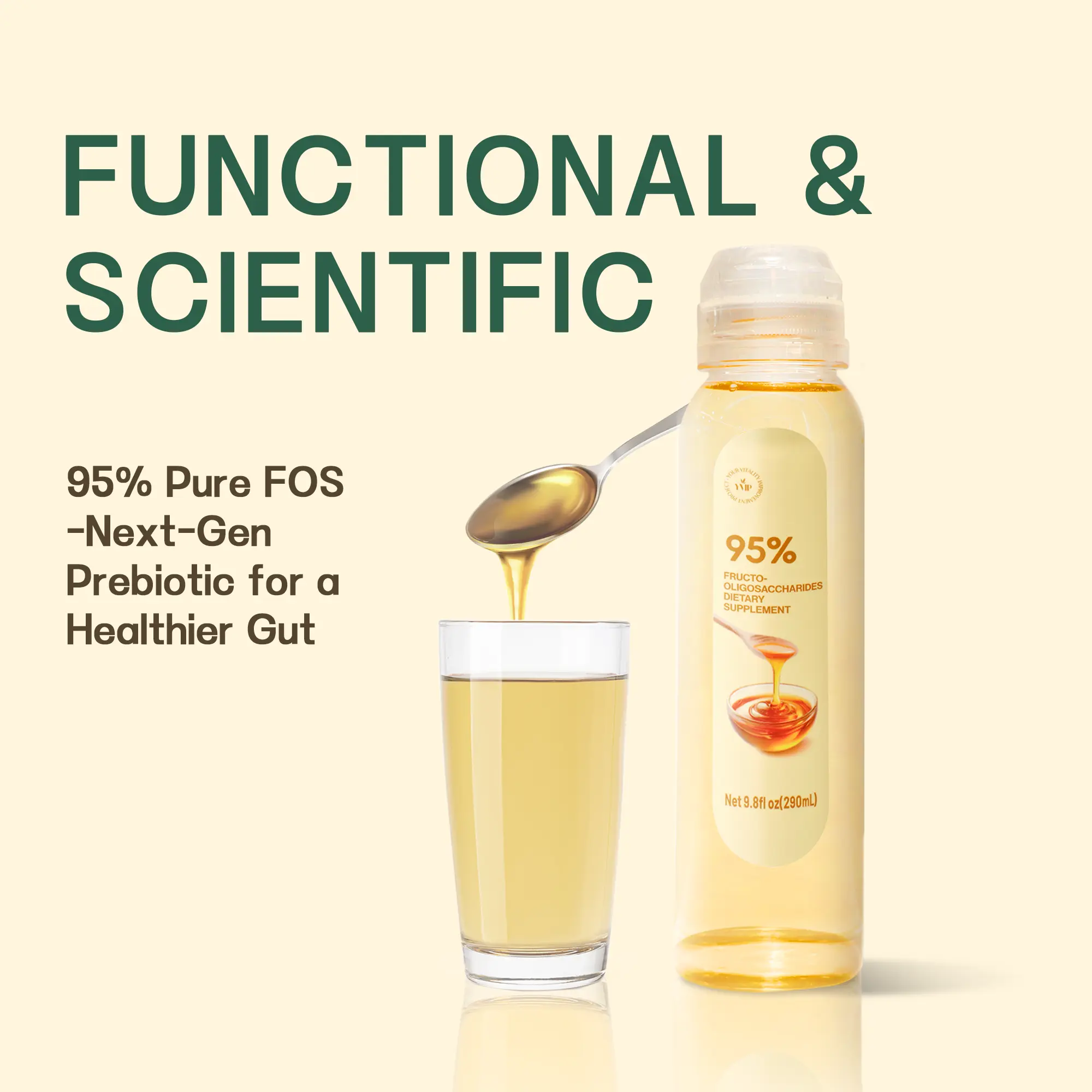 YVIP Liquid FOS Prebiotic Fiber 95% Fructooligosaccharides Soluble Fiber Supplement for All Ages Diabetics Sugar Honey Alternative Fatty Liver Support Low Glycemic Sweetener Healthcare Natural Dietary Fitness