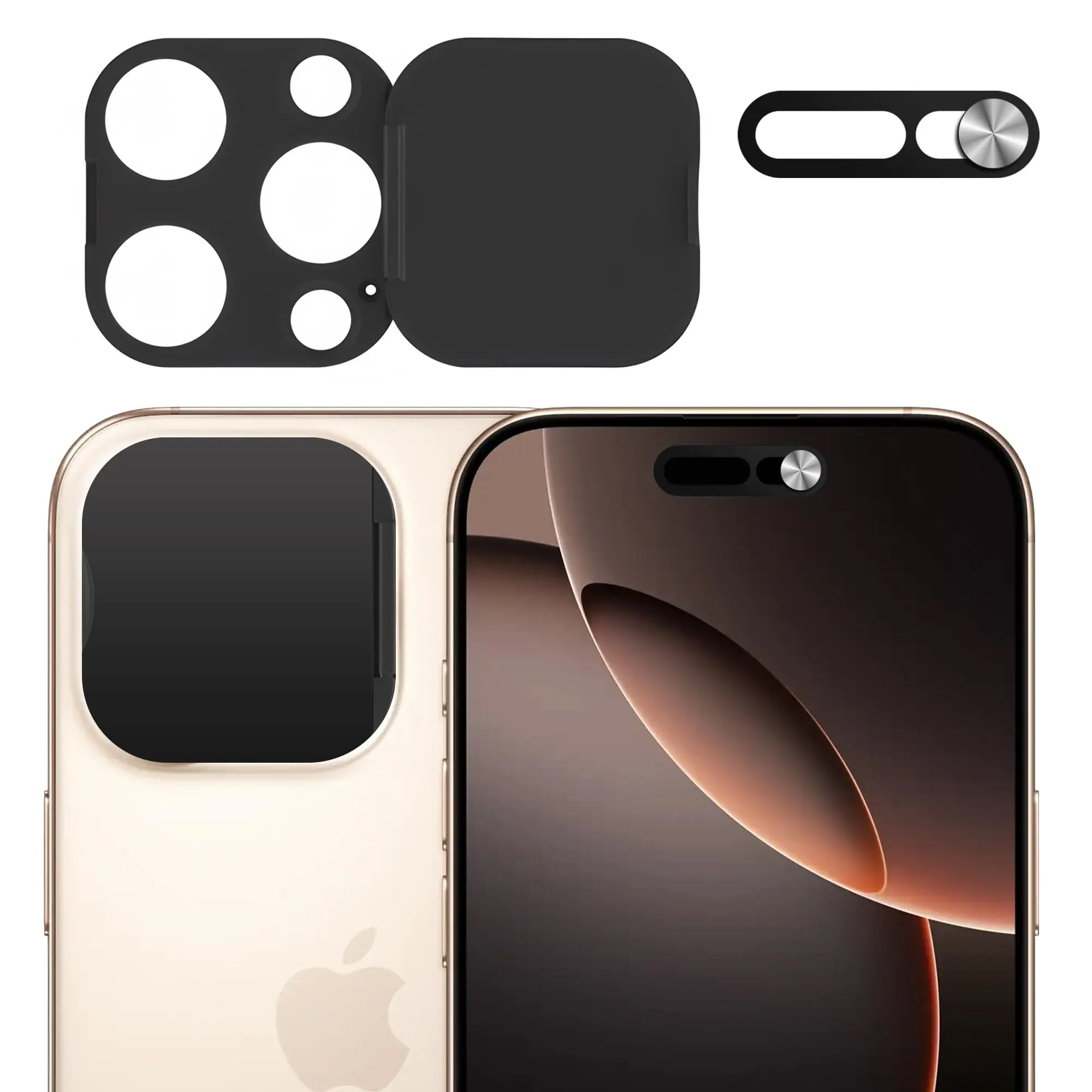 2 Pack Privacy Cover Protector Compatible for iPhone 17 Pro/iPhone 17 Pro Max with 1 Front Camera Privacy Cover, 1 Anti-Spy Camera Cover, Durable Easy-Adhesive Design, Casing, Privacy Shield