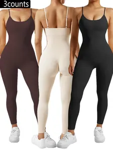 Women's Skinny High Stretch Sports Jumpsuit, Slim Fit, Casual Comfy Breathable, Workout Activewear, Yoga Gym Running, Summer Ladies Sportswear