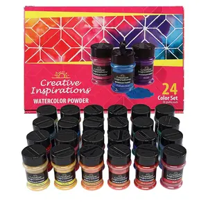 Creative Inspirations Shaker Bottles - Set Of 24 Water-Soluble Crystalline Pigments - Dye-Based Non-Toxic Paints For Abstract Effects