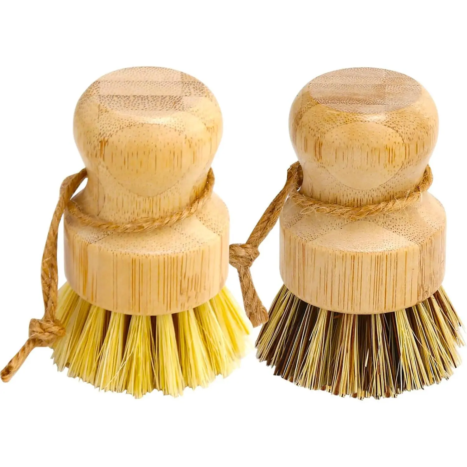 Dish Brush Set, 2 count Palm Wooden Dish  Brush, Dish Brushes, Durable  Dishes Scrub Brush,  Round Vegetable Cleaning Pots Pans Sink Washing Kitchen Brush