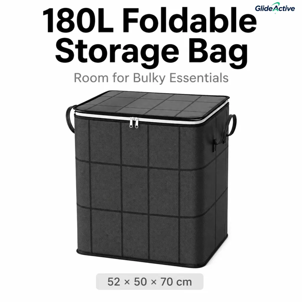 Home Storage Organizer Bag 180L Foldable Large Capacity Dustproof Thickened Fabric with Handles for Closet Clothes Bedding Bedroom Household Organization